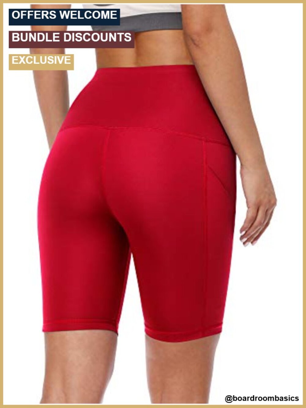 High Waist Spandex Biker Shorts with Side Pockets for Yoga Running - Picture 4 of 5